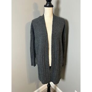 Stylus Womens Charcoal Gray Ribbed Open Front Longline Cardigan Sweater Large